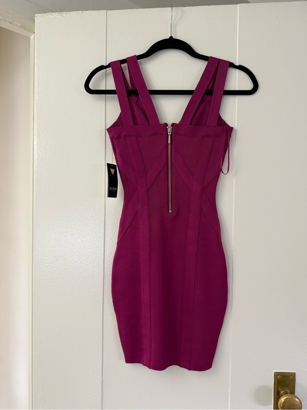 Guess Fuchsia V‑Neck Bandage Mini Dress - Picture 2 of 4